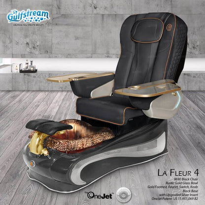 Black leather Gulfstream spa chair La Fleur 4 luxury spa chair pedicure for salon