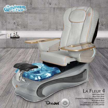 Gray leather La Fleur 4 Pedicure Spa by Gulfstream spa chair pedicure with gray spa base for salon