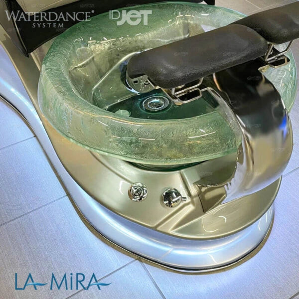 La Mira Pedicure Spa Chair glass bowl with LED base different angle