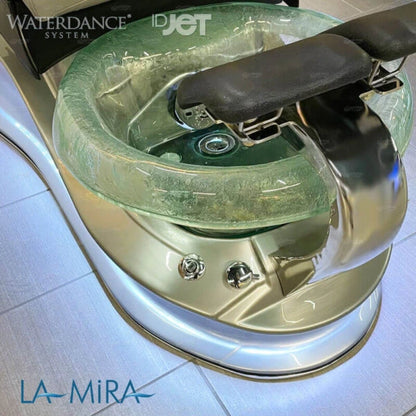 La Mira Pedicure Spa Chair glass bowl with LED base different angle
