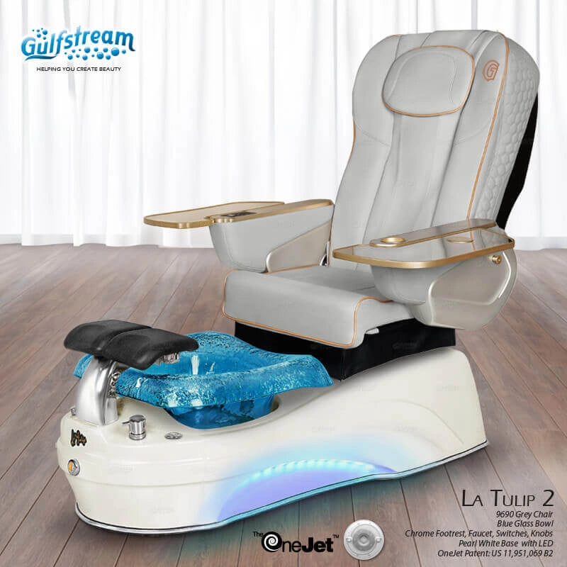 Gray leather spa chair pedicure La Tulip 2 Pedicure Spa by Gulfstream with massage