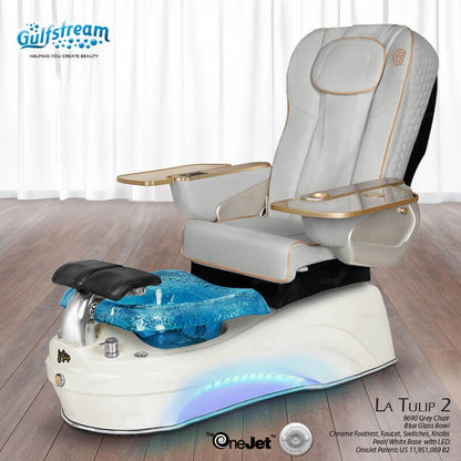 Gray leather spa chair pedicure La Tulip 2 Pedicure Spa by Gulfstream with massage