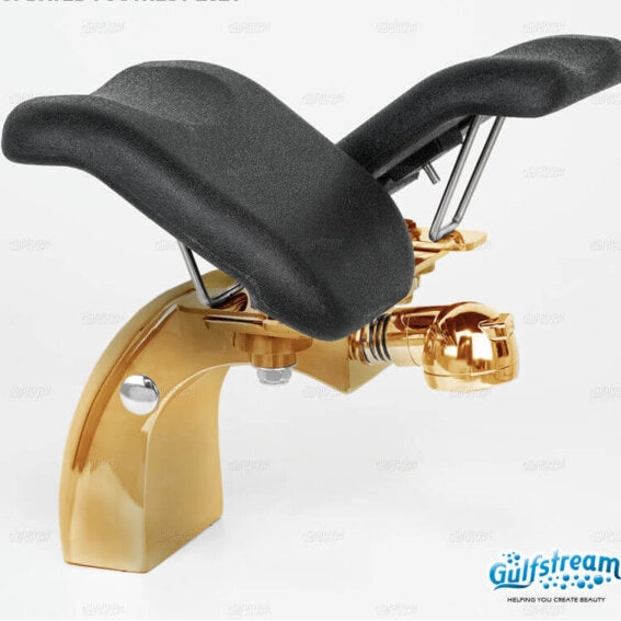 Gold footrest in alternate position for spa chair for salon La Tulip 3 Gulfstream