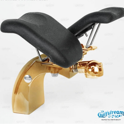 Gold footrest in alternate position for spa chair for salon La Tulip 3 Gulfstream