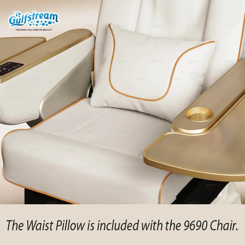 white waist pillow detail on pedicure spa chair La Tulip 3 Gulfstream with massage