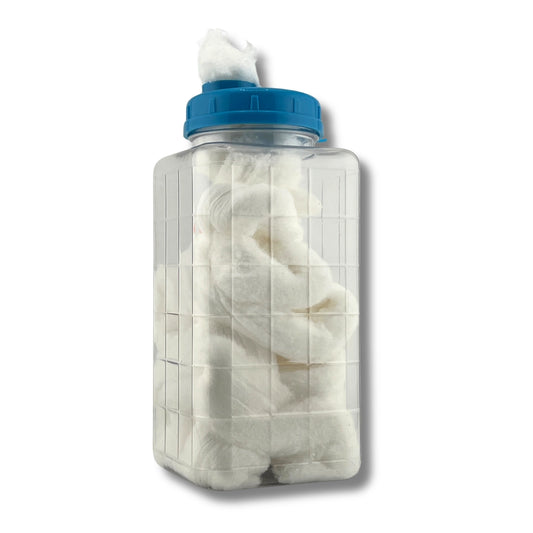 Large cotton holder with dispensing cap for cotton balls or cotton rolls in nail salons and spas