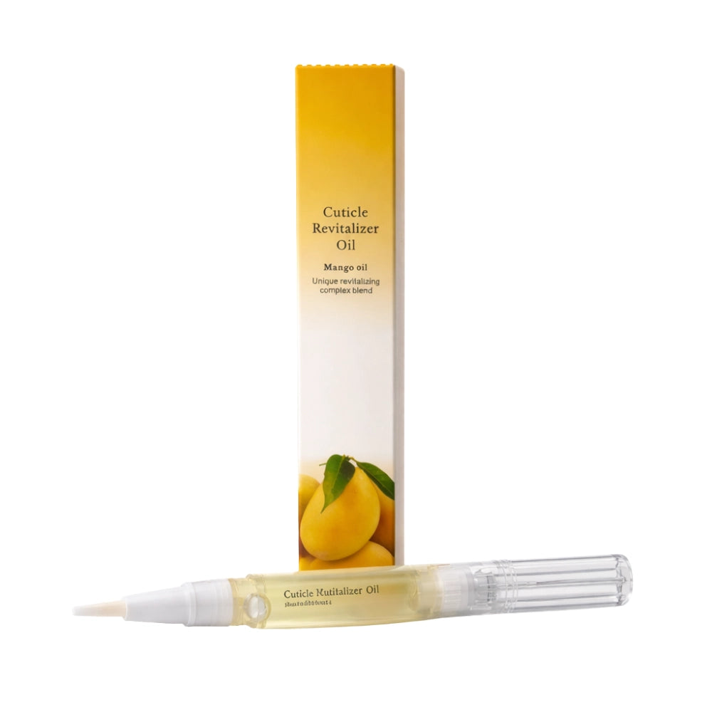 Mango extract revitalizing cuticle oil pen containing vitamins and nutrients.