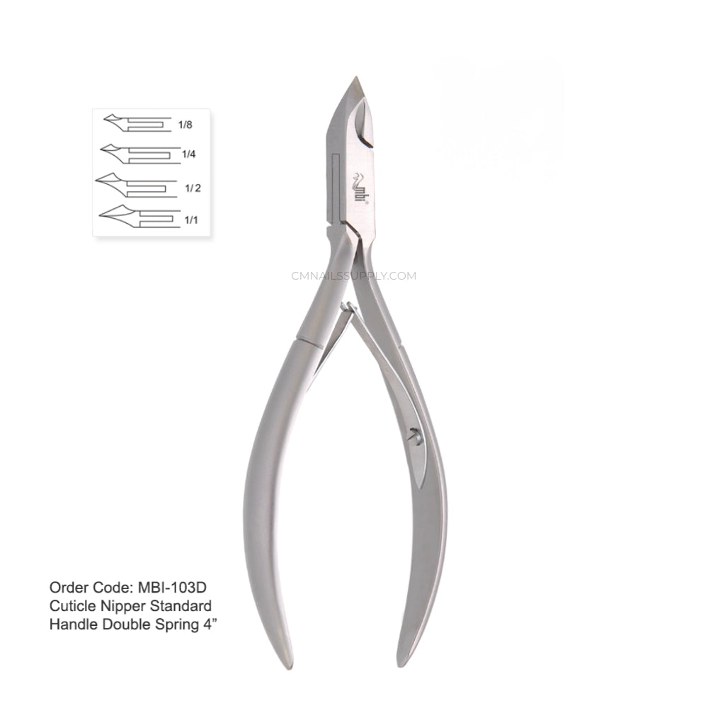 MBI-103D cuticle nipper with double spring and 4 inch handle for professional use in Canada.