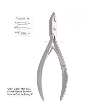 MBI-103D cuticle nipper with double spring and 4 inch handle for professional use in Canada.