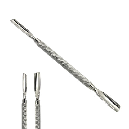 Professional MBI-301 cuticle pusher tool with medium scoop for bulk skin removal.
