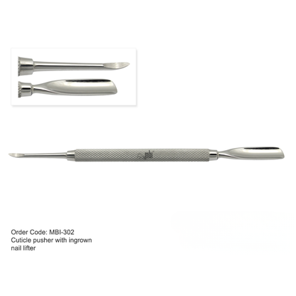 Stainless steel nail pusher for professional use in Canadian beauty salons.