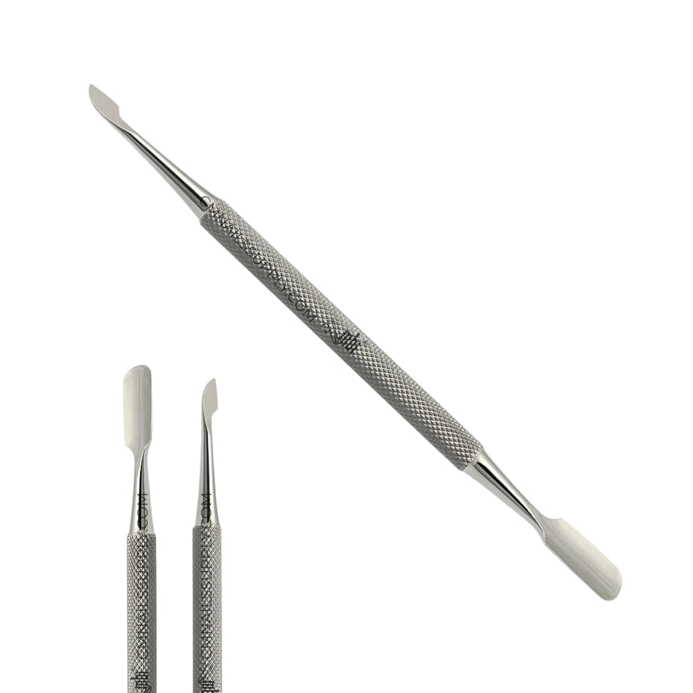 MBI-304 professional cuticle pusher with a knife end for removing glue and skin.