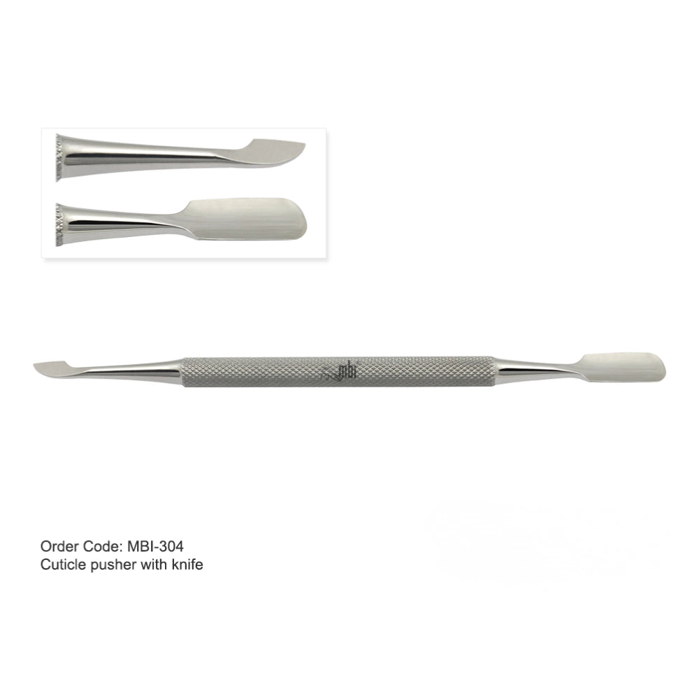 Precision nail edge cleaner blade on the MBI-304 tool for detailed manicure work.