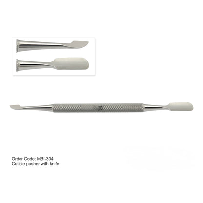 Precision nail edge cleaner blade on the MBI-304 tool for detailed manicure work.