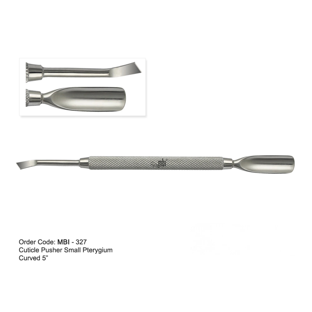 Precision blade end of the MBI-327 tool for cleaning nail corners and edges.