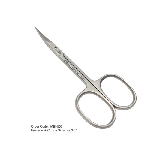 MBI-505 professional 3.5 inch curved scissors for eyebrow and cuticle grooming.