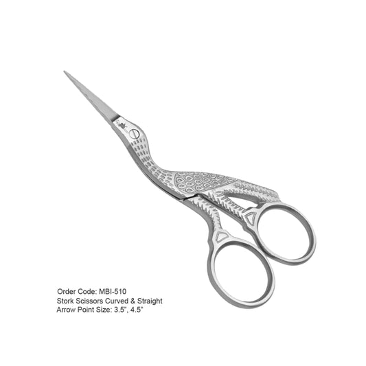 MBI-510 professional stork scissor with a 4 inch frame for precision beauty tasks.