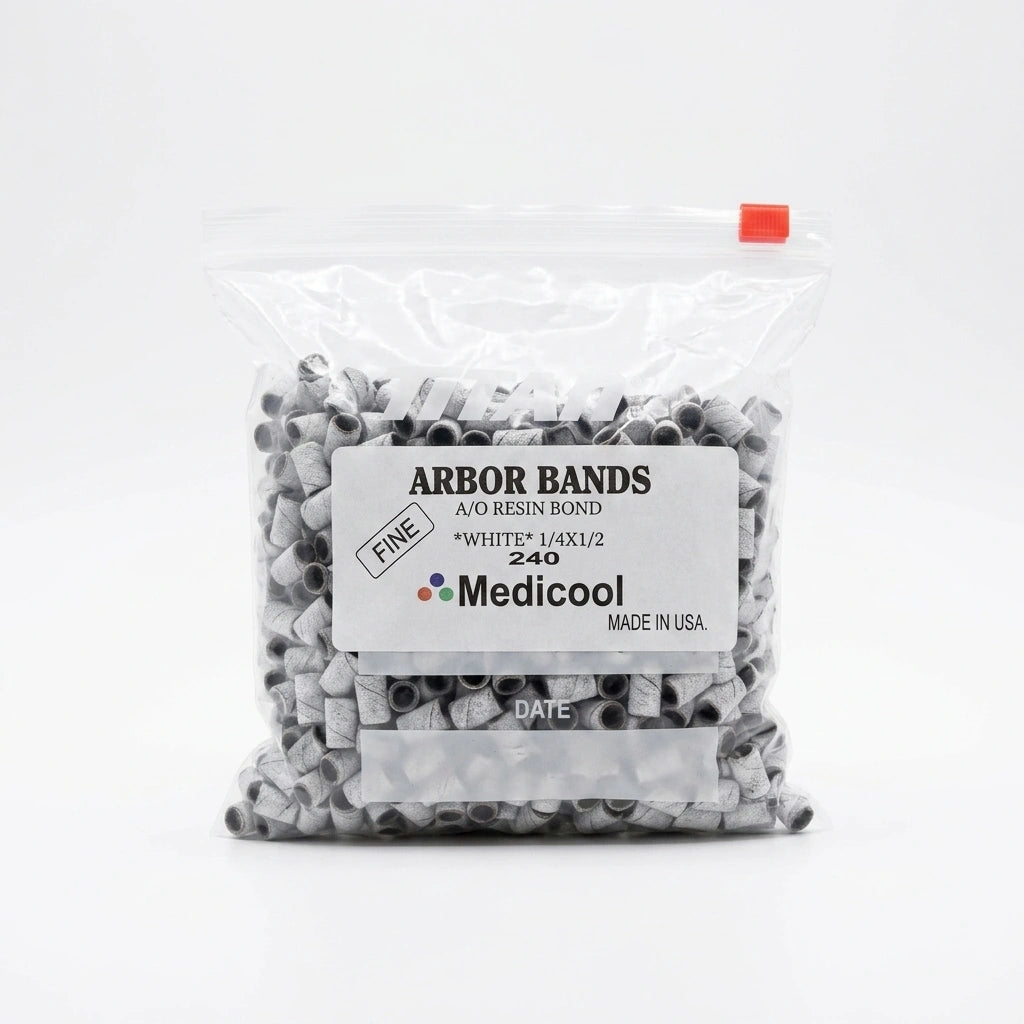 Fine grit Medicool arbor bands bulk buy for natural nail preparation