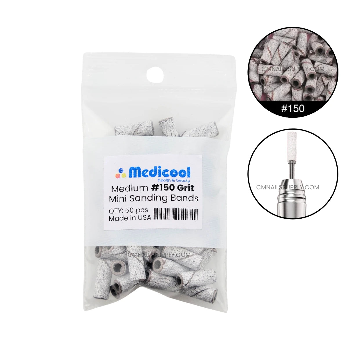 Medicool Mini Sanding Bands Medium Grit 150 pack of 50