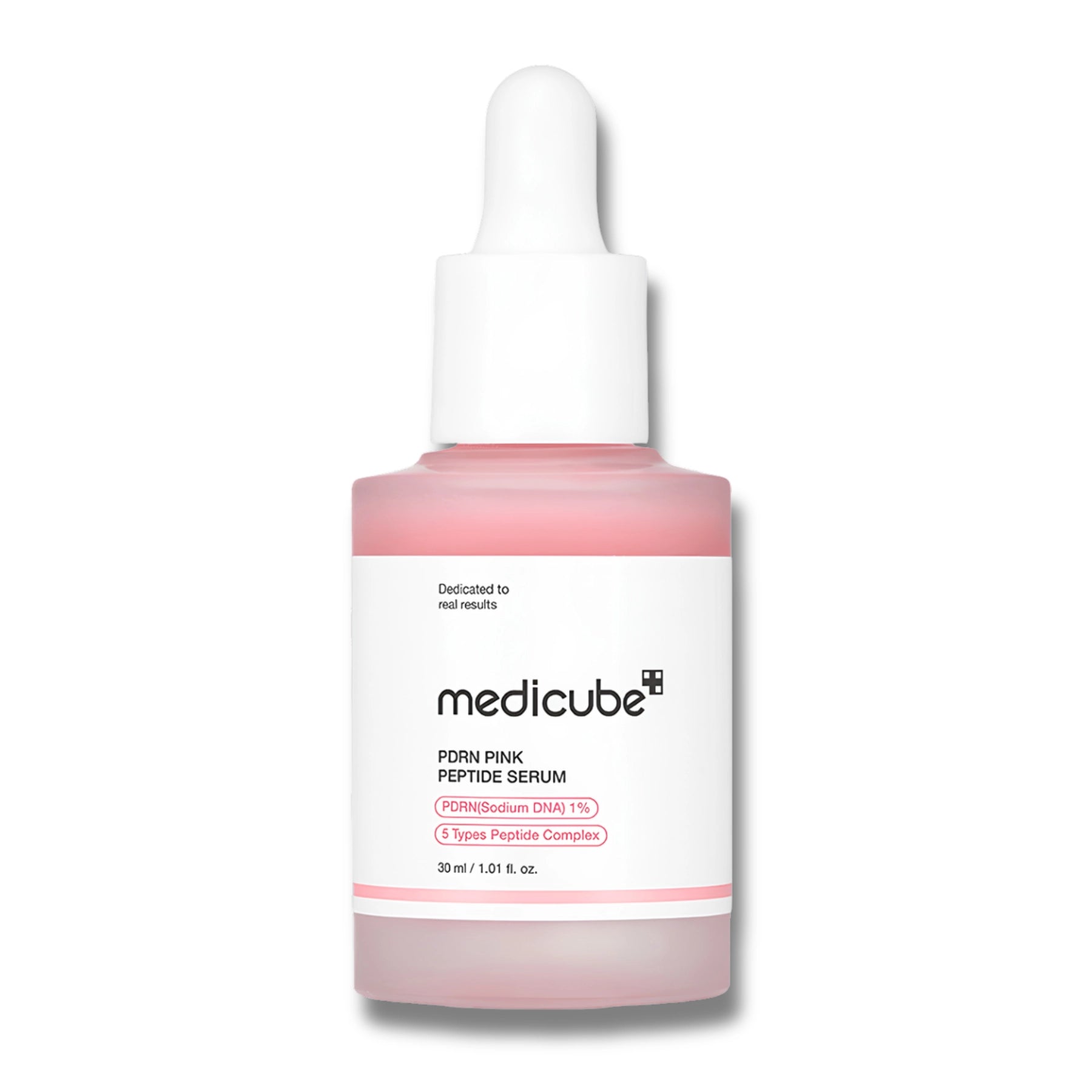 Front view of the MEDICUBE Collagen PDRN Pink Peptide Serum bottle