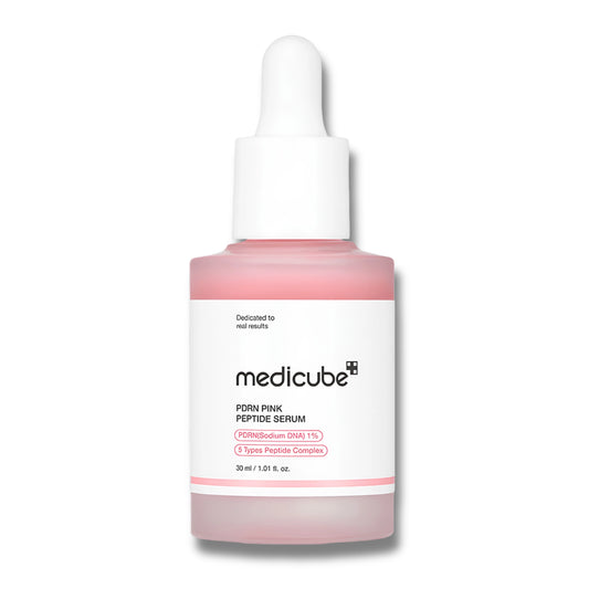 Front view of the MEDICUBE Collagen PDRN Pink Peptide Serum bottle