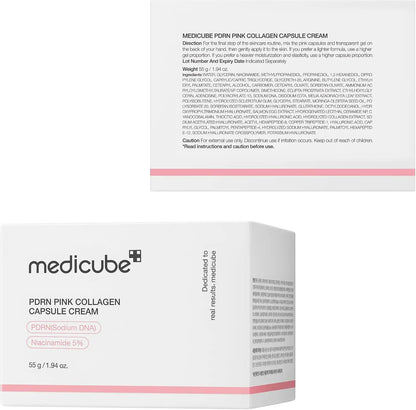 Front packaging of Medicube PDRN Pink Collagen Capsule Cream 55g