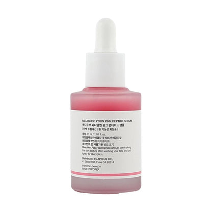 Back of the MEDICUBE Collagen PDRN Pink Peptide Serum bottle showing the made in Korea label