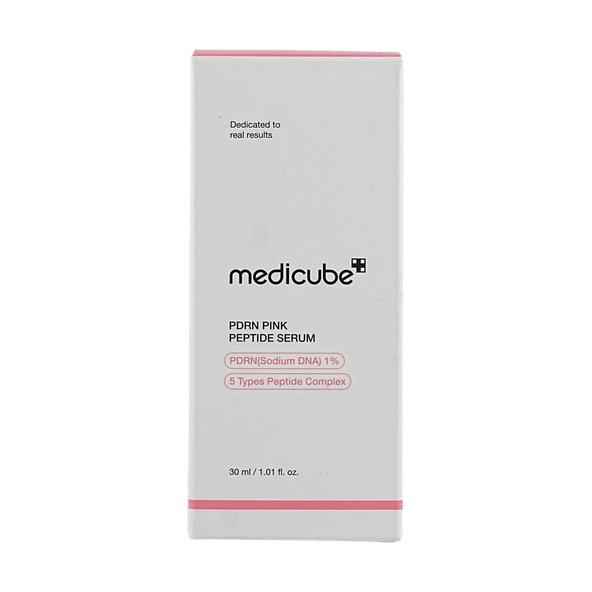 Angled front view of the MEDICUBE Collagen PDRN Pink Peptide Serum box