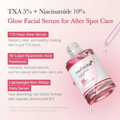 Infographic showing 72 hour glow claim and 10 layer hyaluronic acid hydration