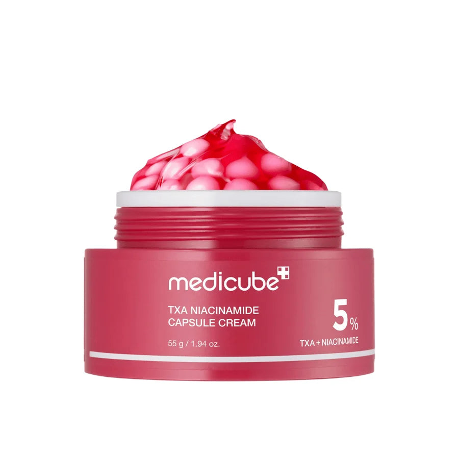 Front label view of the Medicube TXA Niacinamide Capsule Cream jar