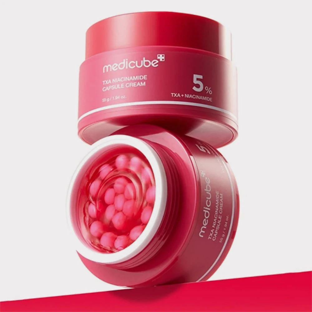 Alternate angled view of the Medicube TXA Niacinamide Capsule Cream jar