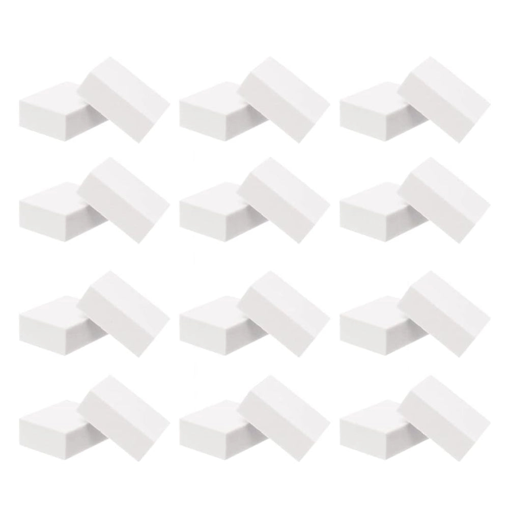 Professional nail buffer grit comparison showing dual-grit 60/80 mini buffers in bulk arrangement.