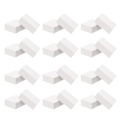 Professional nail buffer grit comparison showing dual-grit 60/80 mini buffers in bulk arrangement.
