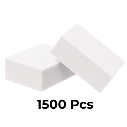 Mini nail buffer dual-grit white package displaying case of 1500 professional salon supplies.