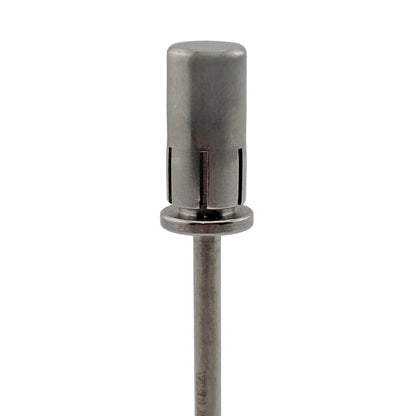 Nail drill mandrel bit shown with sanding band installed