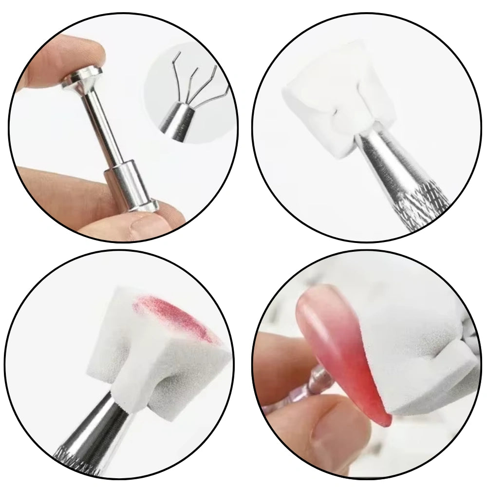 Beginner nail ombre sponge kit with gradient claw tool laid flat on white background
īī»ī»ī¹ī