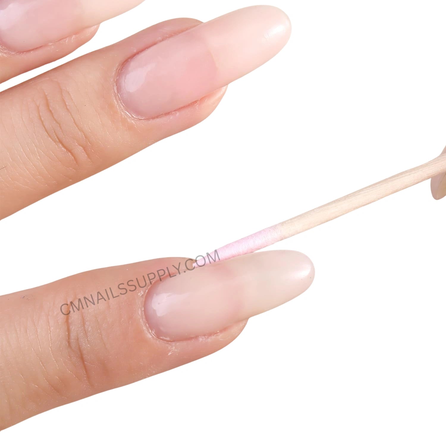 Pink double ended cotton swabs with wooden sticks for manicure cleanup