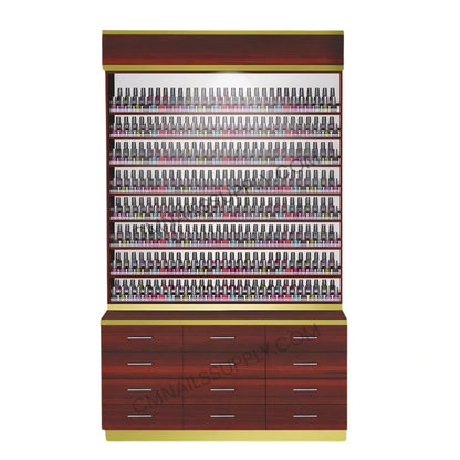 Wall mounted nail polish rack display shelf for salon organization