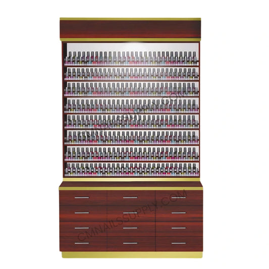 Wall mounted nail polish rack display shelf for salon organization