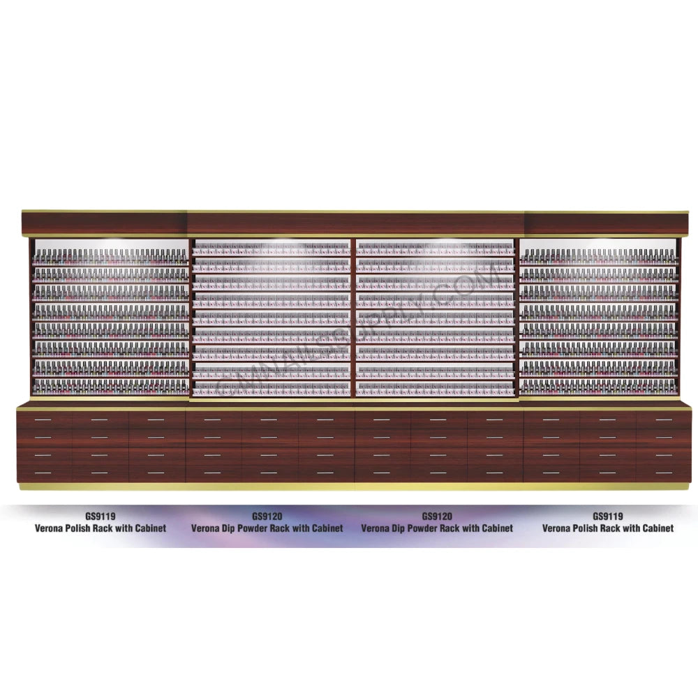 Nail varnish holder and nail shelf organizer for beauty rooms white and brown