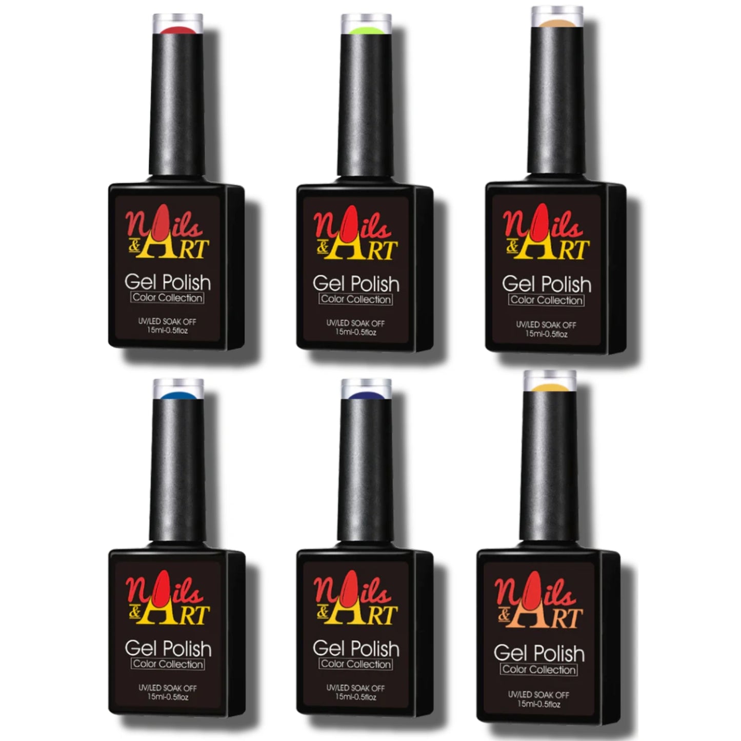 Nails and Art Gel Polish Summer Radiance six bottle bundle flatlay professional
