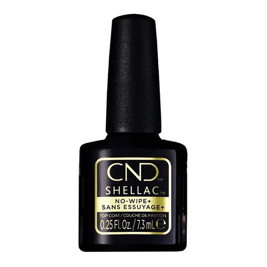 CND Shellac No Wipe+ Top Coat gel polish top coat – high gloss finish with no IPA wipe – professional nail supply Canada | CM Nails Supply