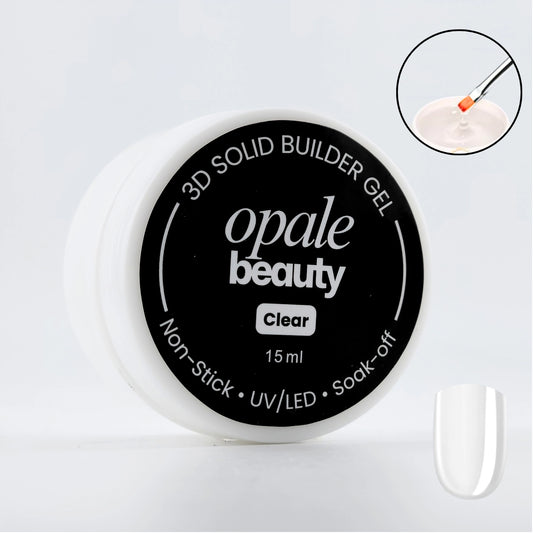 Opale Beauty solid builder gel in clear jar for nail extensions