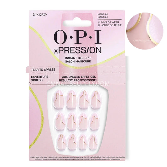 OPI xPRESS ON 24K Drip medium almond press on nails