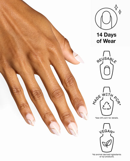 OPI glue on nails with pink white and gold drip finish