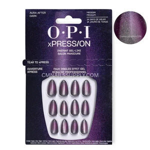 OPI xPRESS/ON Aura After Dark black and purple chrome aura press on nails artificial nails
