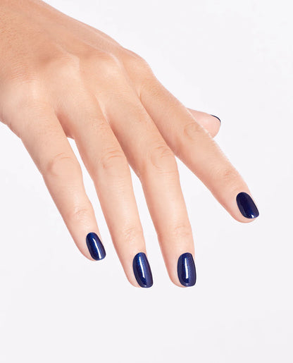 deep blue crème nail polish swatch on tips showing OPI Chopstix And Stones T91 rich pigmentation and opacity.