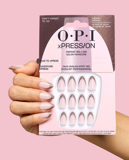 OPI Don't Forget to Tip medium almond French press-on nail manicure