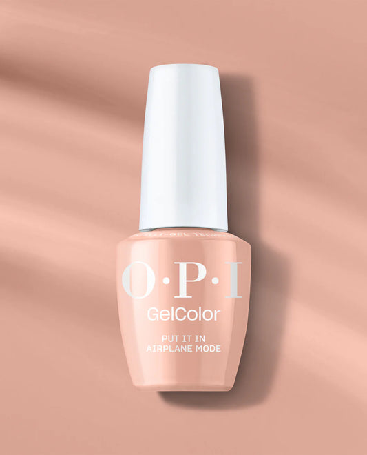 OPI GelColor Put it in Airplane Mode nude brown crème gel polish bottle
