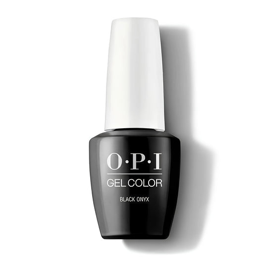 OPI GelColor Black Onyx T02 black gel nail polish bottle front view